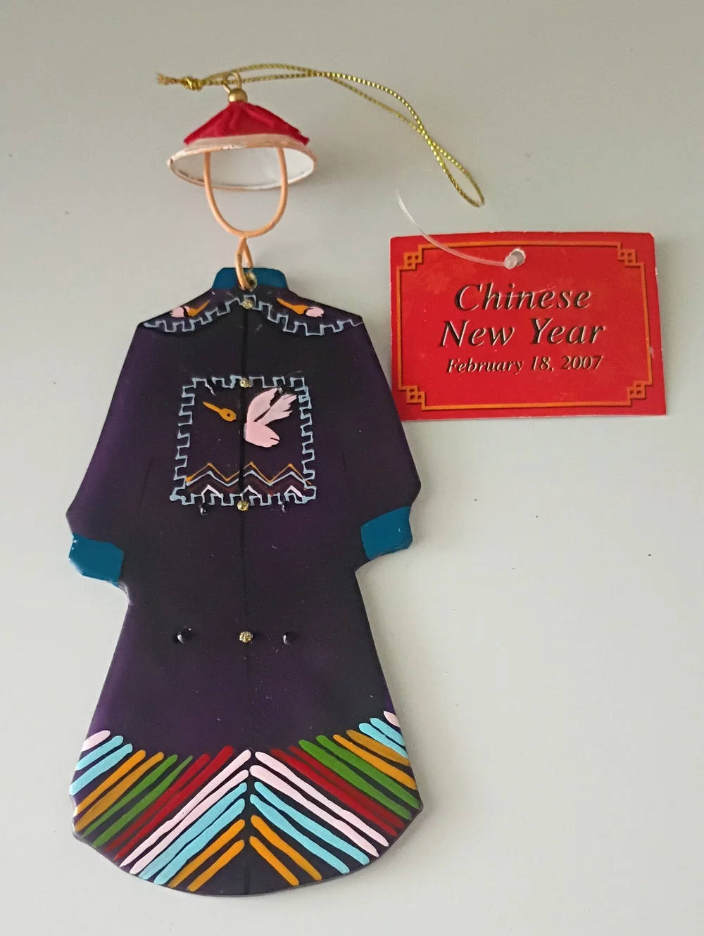 Hand-Painted Glass Christmas Ornament Traditional Chinese Imperial Court Robe